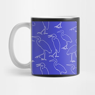 Blue Heron Walking White Line on Medium Blue Repeat 5748 Mug